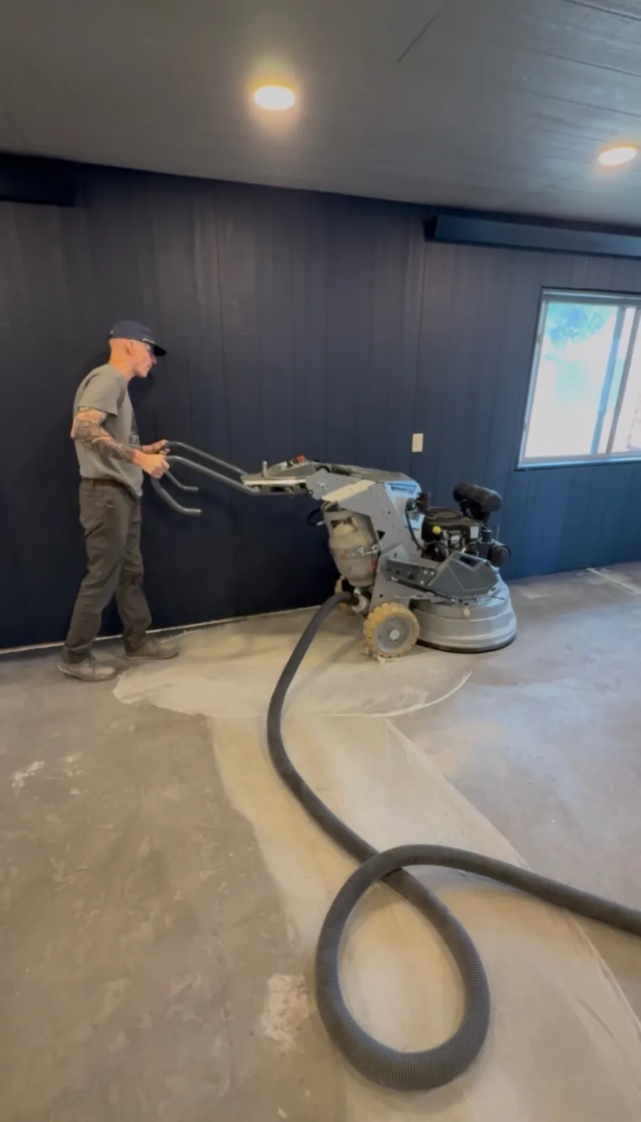 Diamond grinding concrete before coating