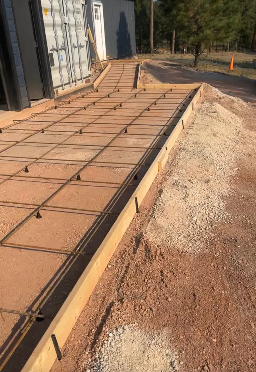 Formwork and rebar prepped on compacted base