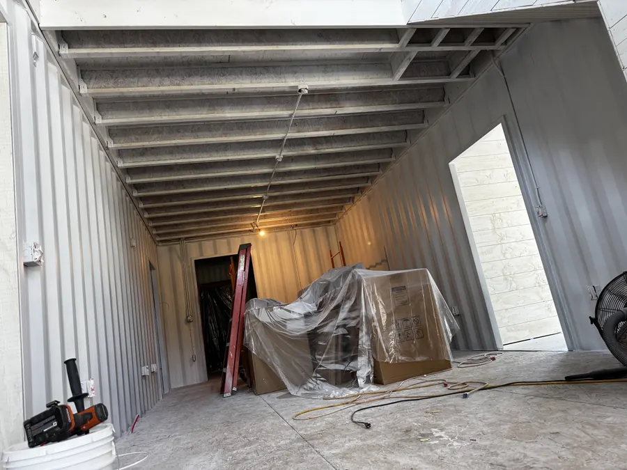 Container interior during buildout