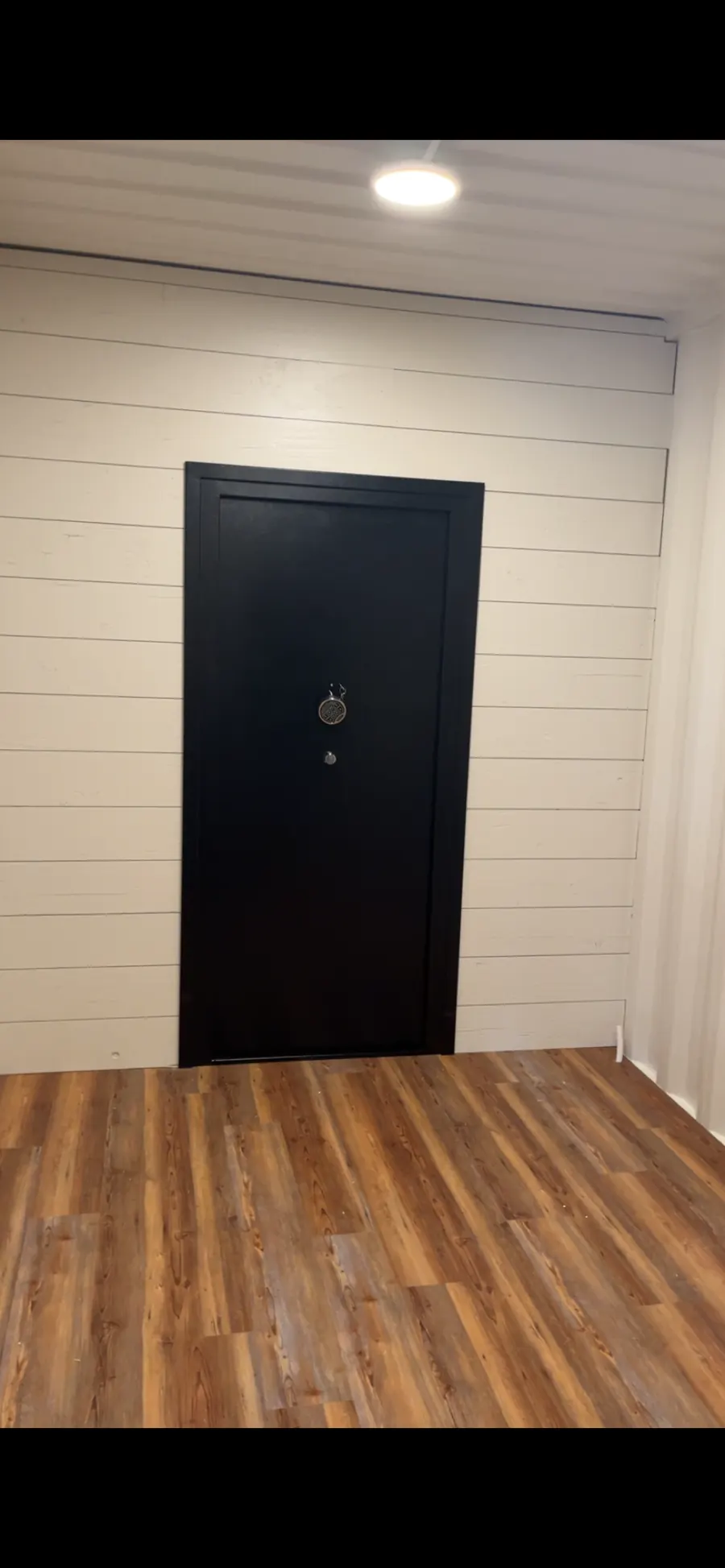 Wood-look flooring in a finished entryway