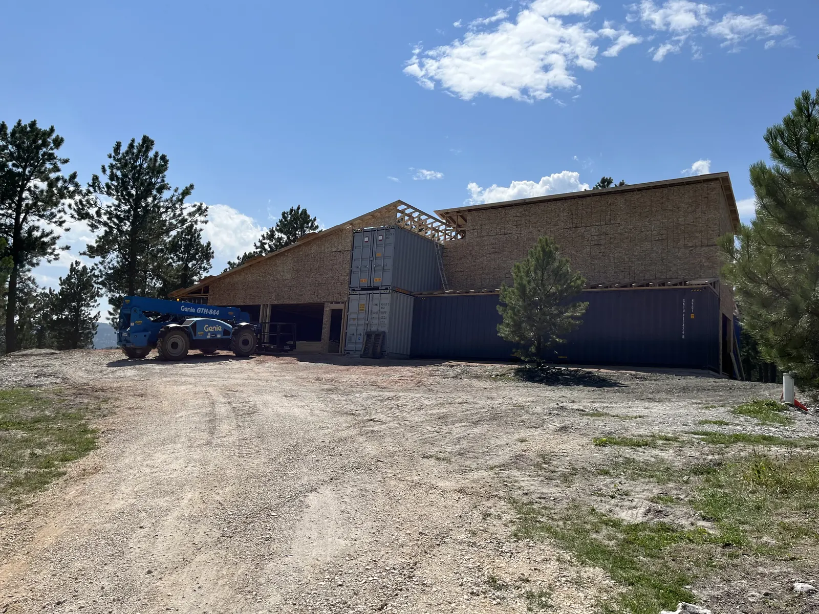 Graded gravel building pad prepared on a Black Hills acreage